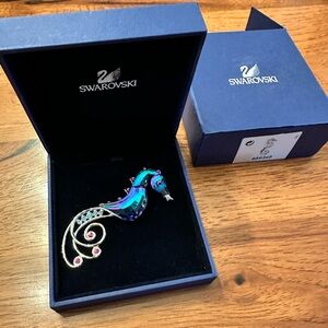 Swarovski Iridescent Blue and Silver Brooch